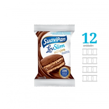 Alfajor Levslim Chocolate Zero Açucar - Suavipan - Display Com 12 Unidades De 25G