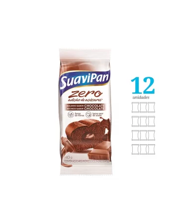 Bolinho Zero Açucar Chocolate - Suavipan - Display Com 12 Unidades De 40G