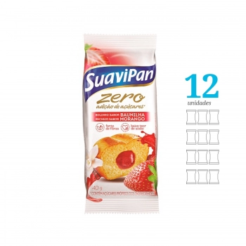 Bolinho Zero Açucar Baunilha E Morango - Suavipan - Display Com 12 Unidades De 40G