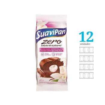 Bolinho Zero Açucar Baunilha E Chocolate - Suavipan - Display Com 12 Unidades De 40G