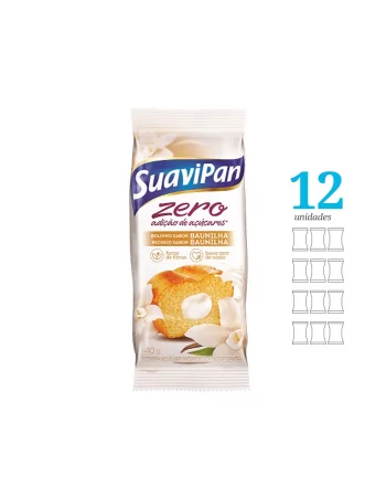 Bolinho Zero Açucar Baunilha - Suavipan - Display Com 12 Unidades De 40G
