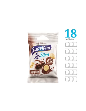 Drageado De Amendoin Com Chocolate Zero Açucar - Suavipan - Display Com 18 Unidades De 40G