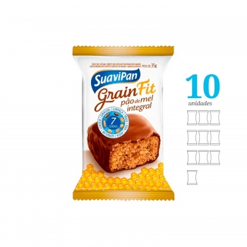 Pão De Mel Integral Grain Fit Chocolate - Suavipan - Display Com 10 Unidades De 35G