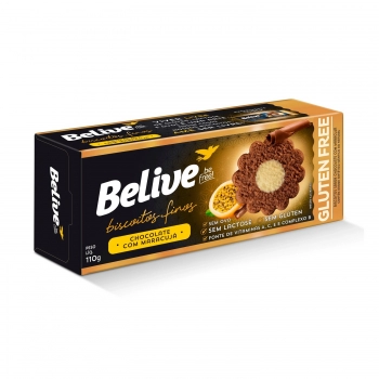 Biscoitos Finos Maracujá E Chocolate - Belive - Caixeta De 110G