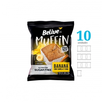 Muffin Banana Canela e Chia - Belive - Display 10 X 40g