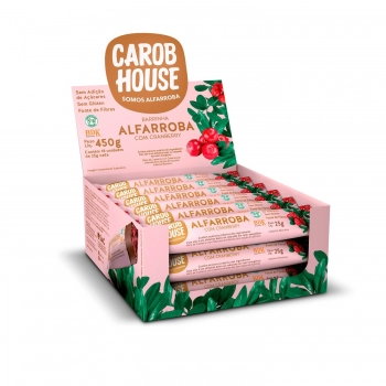 Barra de Frutas Alfarroba e Cranberry - Carob House - Display 18 X 25g