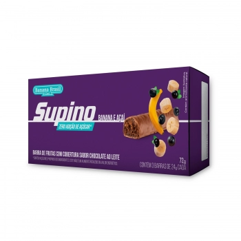 Barra De Frutas Supino Light Banana E Açai - Banana Brasil - Caixeta Com 3 Unidades De 24G