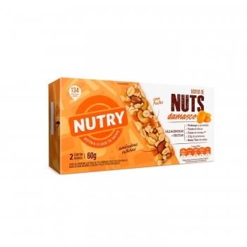 Barra De Nuts Nutry Damasco - Nutrimental - Caixeta Com 2 Unidades De 30G