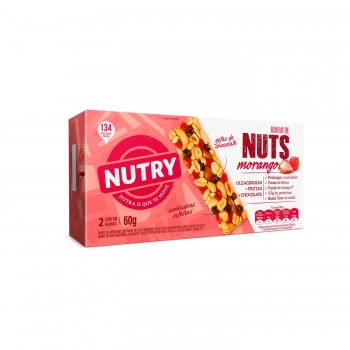 Barra De Nuts Nutry Morango - Nutrimental - Caixeta Com 2 Unidades De 30G