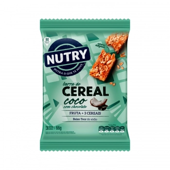 Barra De Cereais Nutry Coco E Chocolate - Nutrimental - Caixeta Com 3 Unidades De 22G