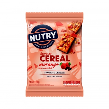 Barra De Cereais Nutry Morango E Chocolate - Nutrimental - Caixeta Com 3 Unidades De 22G