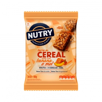 Barra De Cereais Nutry Aveia Banana E Mel - Nutrimental - Caixeta Com 3 Unidades De 22G