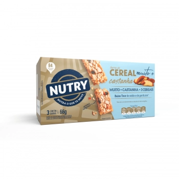 Barra De Cereais Nutry Castanha Muito Mais - Nutrimental - Caixeta Com 3 Unidades De 22G