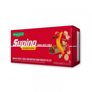 Barra De Frutas Supino Light Maça E Canela - Banana Brasil - Caixeta Com 3 Unidades De 24G