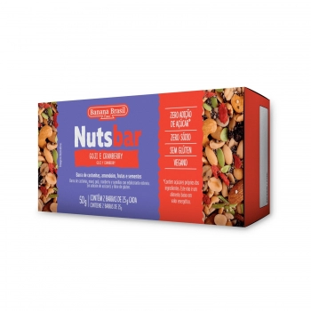 Barra De Nuts Goji Berry E Cranberry - Banana Brasil - Caixeta Com 2 Unidades De 25G