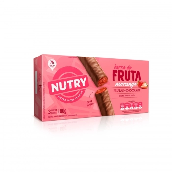Barra De Frutas Nutry Morango E Chocolate - Nutrimental - Caixeta Com 3 Unidades De 20G