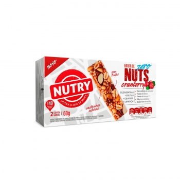 Barra De Nuts Nutry Zero Açucar Cranberry - Nutrimental - Caixeta Com 2 Unidades De 30G