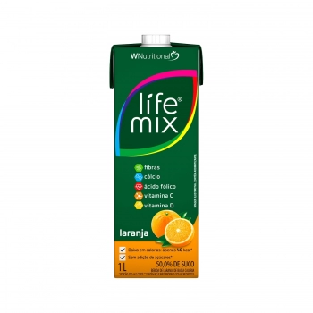SUCO BAIXA CALORIA LARANJA 50% SUCO INTEGRAL - LIFE MIX - 1 LITRO