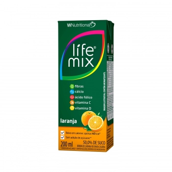 SUCO BAIXA CALORIA LARANJA - 50% SUCO INTEGRAL - LIFE MIX - 200 ML