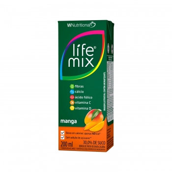 SUCO BAIXA CALORIA MANGA - 30% SUCO INTEGRAL - LIFE MIX - 200 ML