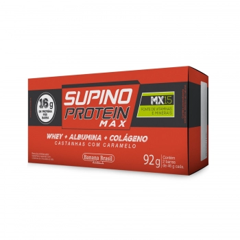 Barra Supino Protein Max Castanha e Caramelo - Banana Brasil - Caixeta Com 2 Unidades De 46G