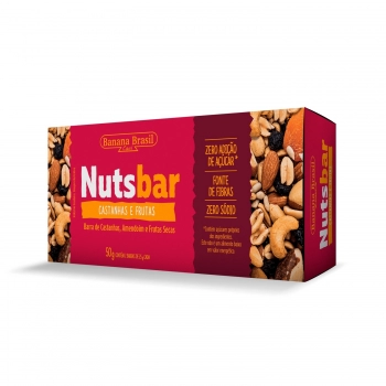 Barra De Nuts Castanha E Frutas - Banana Brasil - Caixeta Com 2 Unidades De 25G