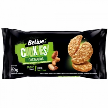 COOKIES BELIVE SABOR CASTANHA (S/GLU & S/LEITE) 10X80G