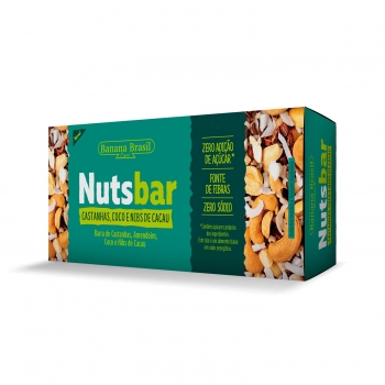 Barra De Nuts Castanha E Nibs De Coco - Banana Brasil - Caixeta Com 2 Unidades De 25G
