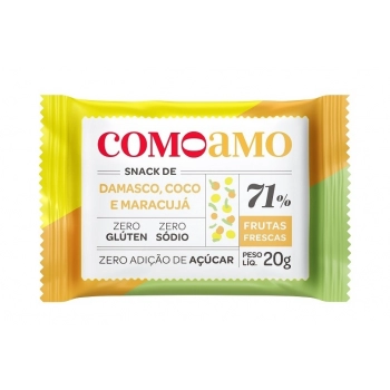 Snack Doce Coco, Damasco e Maracujá Zero - ComoAmo- Display 16 X 20g