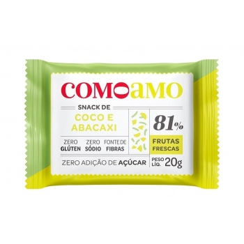 Snack Doce Coco e Abacaxi Zero - ComoAmo - Display 16 X 20g
