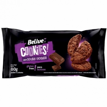 COOKIES BELIVE SABOR DOUBLE CHOCOLATE S/GLU & S/LEITE 10X80G