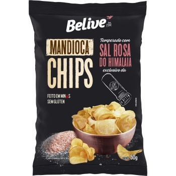 Chips de Mandioca com Sal Rosa do Himalaia - Belive - Unidade 50g