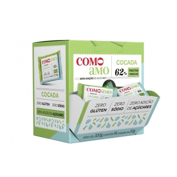 Snack Doce Cocada Zero - ComoAmo - Display 16 X 20g