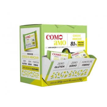 Snack Doce Coco e Abacaxi Zero - ComoAmo - Display 16 X 20g