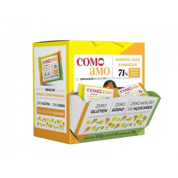 Snack Doce Coco, Damasco e Maracujá Zero - ComoAmo- Display 16 X 20g