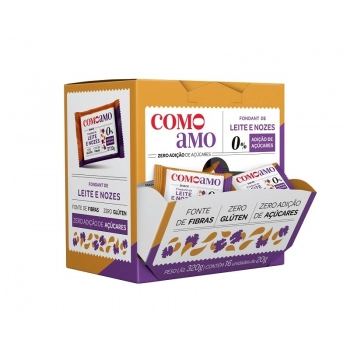 Fondant de Leite com Nozes Zero - ComoAmo - Display 16 X 20g