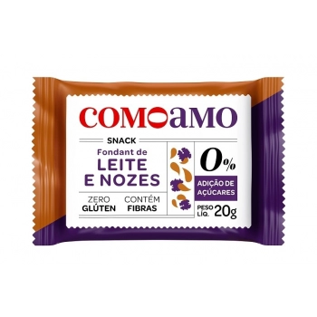 Fondant de Leite com Nozes Zero - ComoAmo - Display 16 X 20g