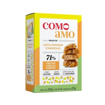 Snack Doce Coco, Damasco e Maracujá Zero - ComoAmo - SM 4x20g