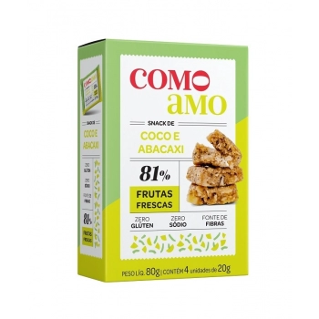 Snack Doce Coco e Abacaxi Zero - ComoAmo - SM 4x20g